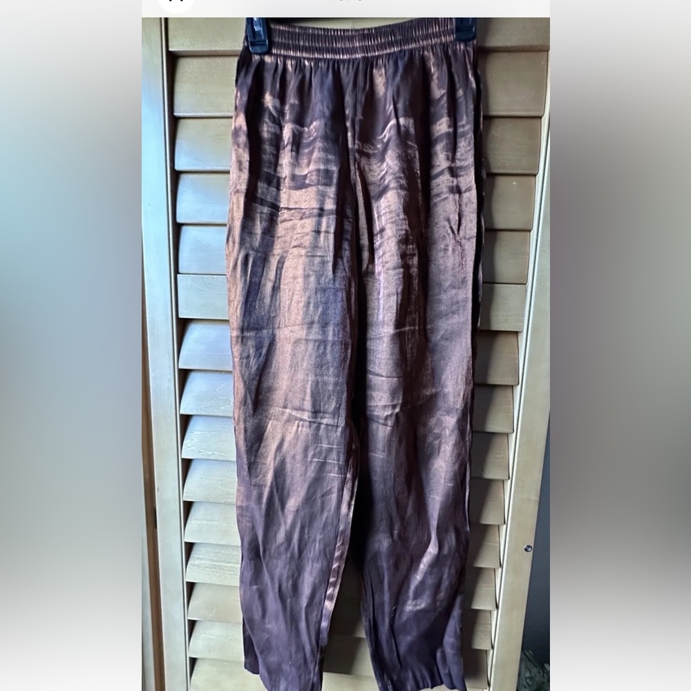 Vintage Maggie Sweet pants shiny bronze Holiday collection pull on pants small